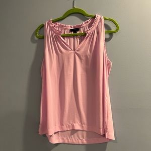 J crew 100% polyester pink sleeveless blouse with collar detail